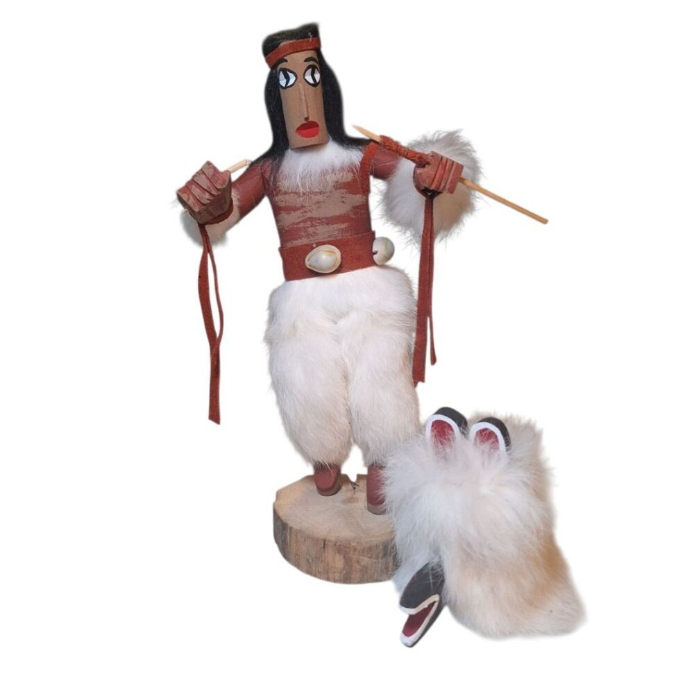Kachina Doll Bear Mask BYLD Vintage Native American God Legend Folk Art Shell